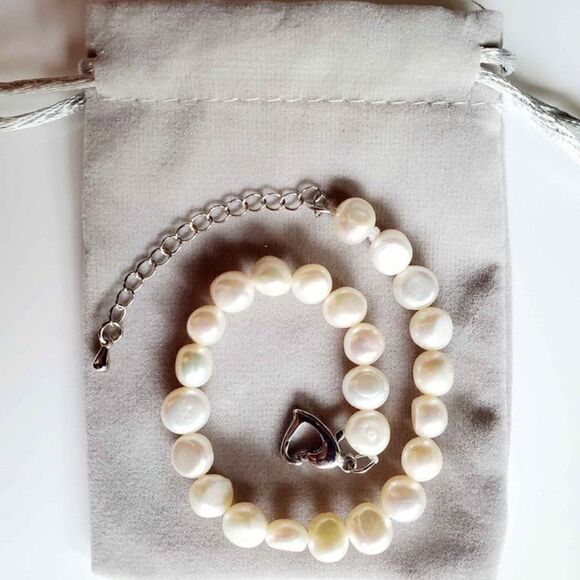 Fine Jewelry Natural Freshwater Baroque White Pearl Classy Bracelet NEW - Picture 3 of 7
